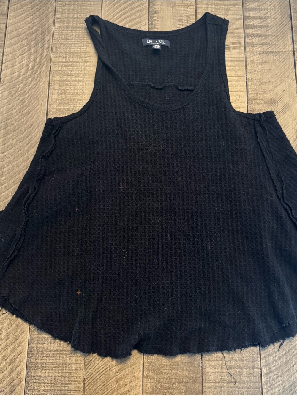 American Eagle Outfitters Black Waffle Knit Tank